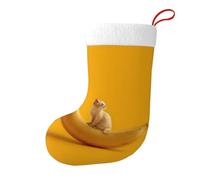 Whjshop The Kitten On The Banana - Calcetines decorativos de Navidad para árboles de Navidad, mesas de comedor