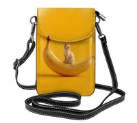 WHJSHOP The Kitten On The Banana Picture - Bolso bandolera pequeño de cuero para mujer, impermeable y duradero