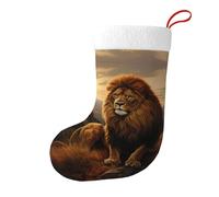Whjshop The Lion On The Hill - Calcetines de Navidad impresos de doble cara para decoración de interiores y fiestas de gran capacidad