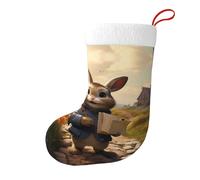 Whjshop The Little Rabbit - Calcetines de Navidad impresos de doble cara con patrón de envío de correo para decoración de interiores y fiestas de gran capacidad