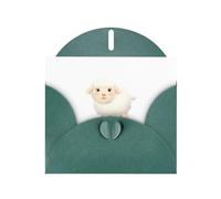 WHJSHOP The shy little sheep - Tarjeta de felicitación con estampado de ovejas - Papel nacarado premium, efecto perla de doble cara, sobre de papel perla con hebilla de amor