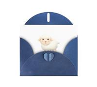 WHJSHOP The shy little sheep - Tarjeta de felicitación con estampado de ovejas - Papel nacarado premium, efecto perla de doble cara, sobre de papel perla con hebilla de amor