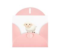 WHJSHOP The shy little sheep - Tarjeta de felicitación con estampado de ovejas - Papel nacarado premium, efecto perla de doble cara, sobre de papel perla con hebilla de amor