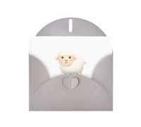 WHJSHOP The shy little sheep - Tarjeta de felicitación con estampado de ovejas - Papel nacarado premium, efecto perla de doble cara, sobre de papel perla con hebilla de amor