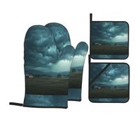 WHJSHOP The Storm After The Calm - Juego de 4 manoplas de horno aisladas y soportes para ollas, antiquemaduras y aislamiento térmico