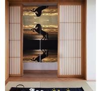 WHJSHOP The Sunset Stallion - Cortina de tela empalmada de dos piezas de 86.4 x 142.2 cm, divisores de habitación, tela suave y no se arruga fácilmente