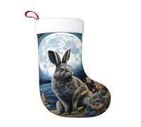 WHJSHOP The Wild Rabbit Under The Moonlight - Calcetines decorativos de Navidad para decorar durante Halloween, Navidad y Año Nuevo