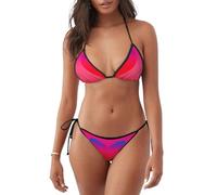 WHJSHOP Traje de baño de 2 piezas para mujer, diseño de triángulo, con estampado de amor que cambia de color, Negro, M