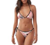 WHJSHOP Traje de baño de bikini de 2 piezas para mujer, diseño abstracto con gráfico de amor, triángulo, Negro, M