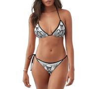 WHJSHOP Traje de baño de bikini de 2 piezas para mujer, diseño gótico de belleza y triángulo, Negro -, M