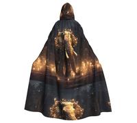 WHJSHOP Un pequeño elefante que se convierte en magia Patrón Halloween Adulto Capa con capucha sin cremallera, cómoda y duradera para juegos de rol