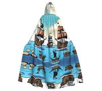 WHJSHOP Una capa con capucha para adultos con patrón de barco pirata que garantiza un fácil cuidado y un uso duradero