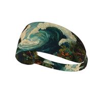 WHJSHOP Waves Hitting The Forest Prints - Diadema deportiva para mujer, a prueba de sudor, banda elástica de verano