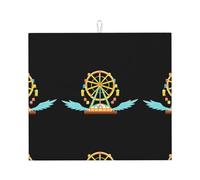 WHJSHOP Wings - Almohadilla absorbente de cocina con patrón de rueda de la fortuna, microfibra súper absorbente, antideslizante de gran tamaño