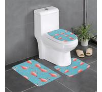 WHJSSF American Flamingo - Juego de tres piezas antideslizante de secado rápido para baño, tapete de ducha duradero y antideslizante