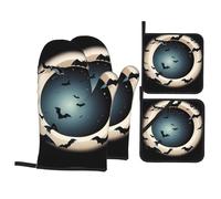 WHJSSF Bats in A Black Hole Prints - Juego de 4 manoplas de horno y soportes para ollas, capas de cocina impermeables y agarre resistente al calor, manta duradera para cocinar, hornear y hacer
