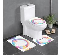 WHJSSF Beautiful Bubble Rainbow Prints - Juego de alfombras antideslizantes para baño, 3 piezas, contorneado, ovaladas y rectangulares para inodoro, tocador y baños