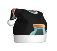 WHJSSF Billetes rojos en un tarro de cristal con impresión de sombreros de Navidad de felpa para hombres y mujeres, gorras de fiesta de Año Nuevo para adultos