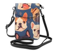 WHJSSF Bolso cruzado pequeño de cuero para teléfono celular, 19.3 x 12.4 cm, estampado de bulldog francés para caminar, acampar, ir de compras, viajar y uso al aire libre