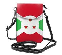 WHJSSF Bolso cruzado pequeño de cuero para teléfono celular, 19,3 x 12,4 cm, estampado de la bandera de Burundi para caminar, acampar, ir de compras, viajar y uso al aire libre