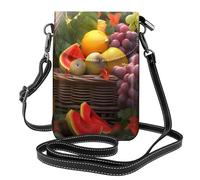 WHJSSF Bolso cruzado pequeño de cuero para teléfono celular, 19.3 x 12.4 cm, estampado de plantas y frutas para caminar, acampar, ir de compras, viajar y uso al aire libre
