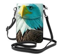 WHJSSF Bolso cruzado pequeño de cuero para teléfono celular, 7.6 x 4.9 pulgadas, estampado de águila valiente para caminar, acampar, ir de compras, viajes y uso al aire libre