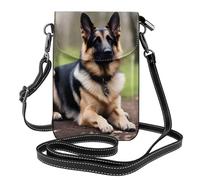 WHJSSF Bolso cruzado pequeño de cuero para teléfono celular, 7.6 x 4.9 pulgadas, estampado de perro pastor alemán de arce, para caminar, acampar, ir de compras, viajar y uso al aire libre
