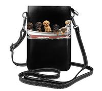 WHJSSF Bolso cruzado pequeño de cuero para teléfono celular, 7.6 x 4.9 pulgadas, un grupo de cachorros en un barco estampados para caminar, acampar, ir de compras, viajar y uso al aire libre