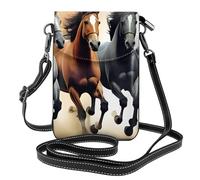 Whjssf Bolso pequeño para teléfono celular de 7.6 x 4.9 pulgadas, con estampado artístico de caballos corriendo, funda cruzada con solapa para mujer, perfecta para caminar, acampar