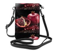 WHJSSF Bolso pequeño para teléfono celular de 7.6 x 4.9 pulgadas, con estampado de granada roja, funda cruzada con solapa para mujer, perfecta para caminar, acampar