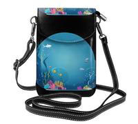 WHJSSF Bolso pequeño para teléfono celular de 7.6 x 4.9 pulgadas, con estampado de The Happy World Of Little Fish, funda cruzada de piel con solapa para mujer, perfecta para caminar, acampar