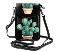 Whjssf Bolso pequeño para teléfono celular de 7.6 x 4.9 pulgadas, diseño de cactus brillante entre espinas, funda cruzada de cuero con solapa para mujer, perfecta para caminar, acampar