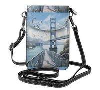 WHJSSF Bolso pequeño para teléfono celular de 7.6 x 4.9 pulgadas, estampado de gaviota en el puente, funda cruzada de cuero con solapa para mujer, perfecta para caminar, acampar