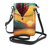 Whjssf Bolso pequeño para teléfono celular de 7.6 x 4.9 pulgadas, estampado de globo aerostático, puesta de sol, funda cruzada de cuero con solapa para mujer, perfecta para caminar, acampar
