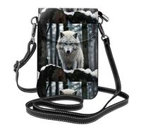 WHJSSF Bolso pequeño para teléfono celular de 7.6 x 4.9 pulgadas, estampado de lobo solitario, funda cruzada de cuero con solapa para mujer, perfecta para caminar, acampar