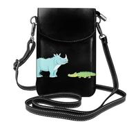 WHJSSF Bolso pequeño para teléfono celular de 7.6 x 4.9 pulgadas, estampado de rinoceronte y cocodrilo, funda cruzada con solapa para mujer, perfecta para caminar, acampar
