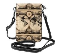 WHJSSF Bolso pequeño para teléfono celular de 7.6 x 4.9 pulgadas, vintage, con estampado de mapa del mundo antiguo, funda cruzada de cuero con solapa para mujer, perfecta para caminar, acampar