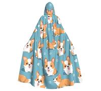 WHJSSF Bonita chaqueta con capucha para adultos con estampado de corgi, para Halloween, capa larga de fiesta, adecuada para hombres y mujeres