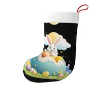 WHJSSF Calcetines de Navidad con estampado de huevo de Pascua con el paraíso en las nubes, calcetines de gran capacidad, decoración