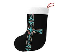 Whjssf Calcetines de Navidad con impresión de cruz retro de doble cara para decoración de interiores y fiestas de gran capacidad