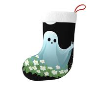 WHJSSF Calcetines de Navidad estampados con el fantasma entre las flores, gran capacidad, decoración de calcetines