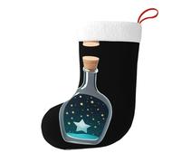 Whjssf Calcetines de Navidad impresos de doble cara con diseño de estrellas en una botella de vidrio para decoración de interiores y fiestas de gran capacidad