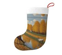 Whjssf Calcetines de Navidad impresos de doble cara con imagen de agua potable de ciervos para decoración de interiores y fiestas de gran capacidad