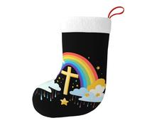 Whjssf Calcetines de Navidad impresos de doble cara con imagen de arcoíris After The Rain para decoración de interiores y fiestas de gran capacidad