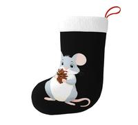 Whjssf Calcetines de Navidad impresos de doble cara con imagen de ardilla y cono de pino para decoración de interiores de gran capacidad