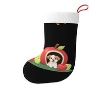 Whjssf Calcetines de Navidad impresos de doble cara con imagen de casa de manzana, para decoración de interiores y fiestas de gran capacidad