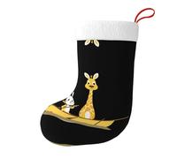 Whjssf Calcetines de Navidad impresos de doble cara con imagen de conejo y jirafa remando en barco para decoración de interiores y fiestas de gran capacidad