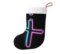 Whjssf Calcetines de Navidad impresos de doble cara con imagen de cruz de neón para decoración de interiores y fiestas de gran capacidad