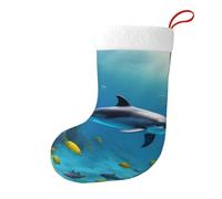 Whjssf Calcetines de Navidad impresos de doble cara con imagen de delfín bajo el agua, para decoración de interiores y fiestas de gran capacidad