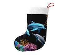 Whjssf Calcetines de Navidad impresos de doble cara con imagen de delfines jugando para decoración de interiores y fiestas de gran capacidad
